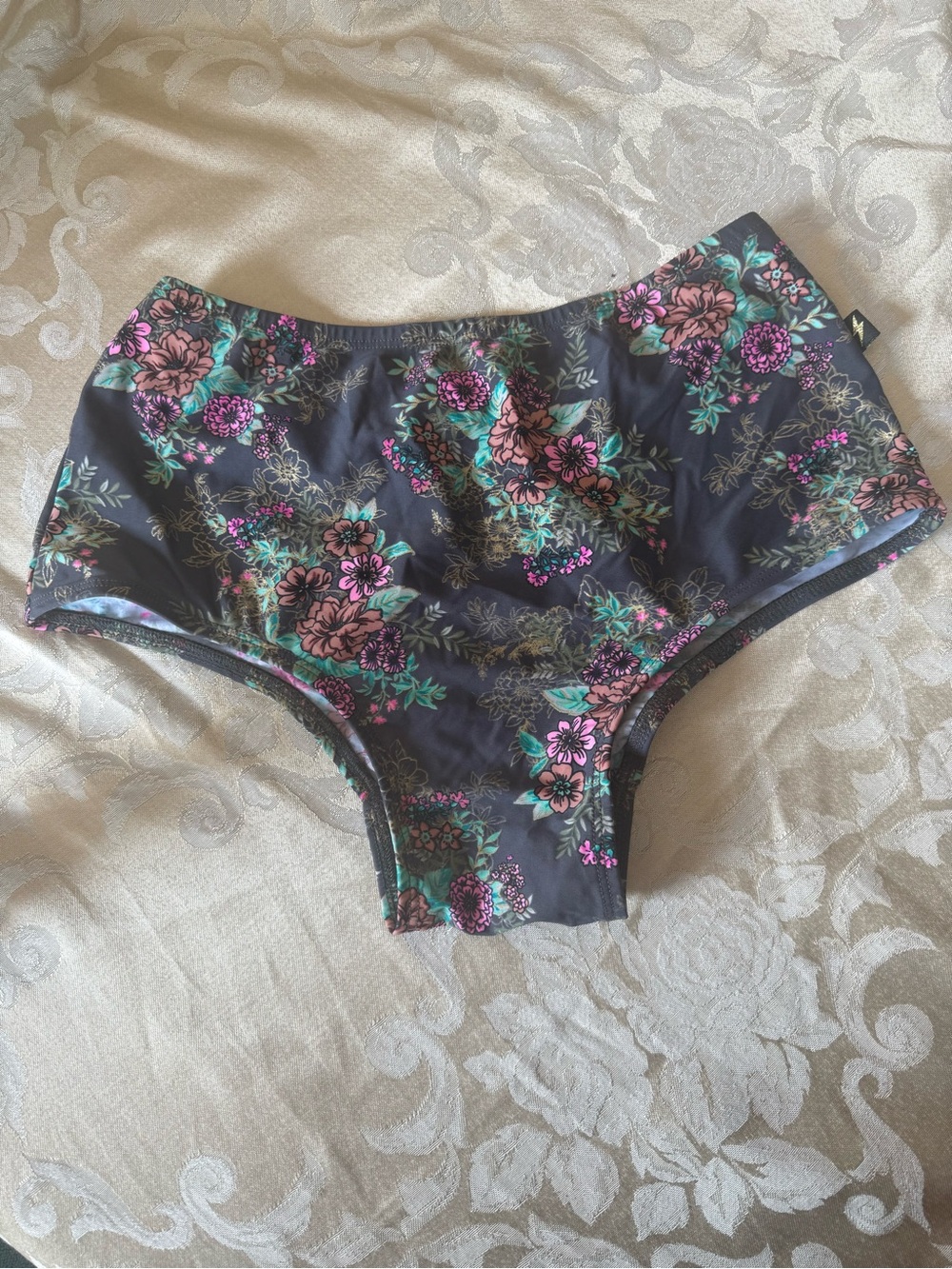 Cleo the Hurricane “Gunmetal Garden” High Waisted Ruched Pole Shorts